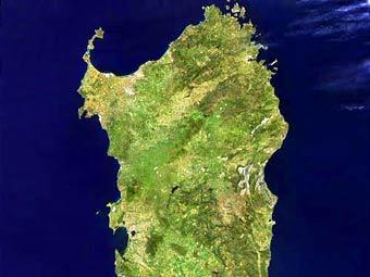 Остров Сардиния, фрагмент спутникового снимка NASA