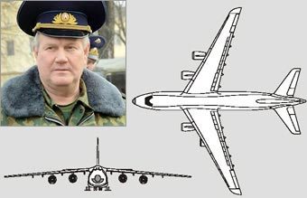 Ан-124 "Руслан". Иллюстрация с сайта aviastar-sp.ru. На врезке - Виктор Денисов, Фото с сайта vpk-news.ru