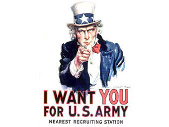 "Дядя Сэм". Агитационный плакат армии США, иллюстрация с сайта loc.gov 