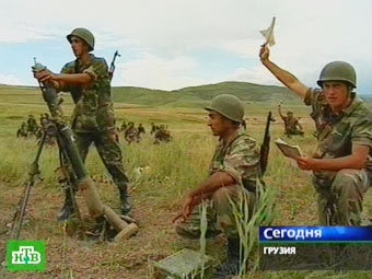 Грузинские военнослужащие. Кадр телеканала НТВ