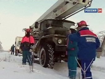 Восстановительные работы в Подмосковье. Кадр телеканала "Россия-24"