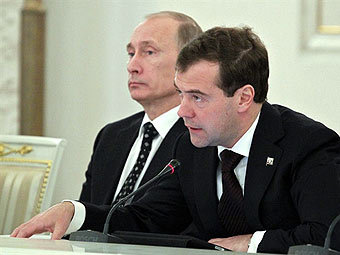 Владимир Путин и Дмитрий Медведев. Фото ©AFP