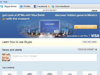 Рекламный баннер Visa на главной странице Skype. Скриншот из блога разработчиков